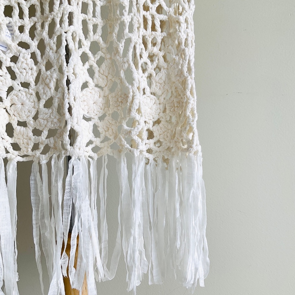 Forever 21 Cream Crochet Fringe Vest